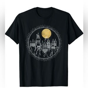 Harry Potter Hogwarts Full Moon Line Art T-Shirt Black Ladies XS NWT